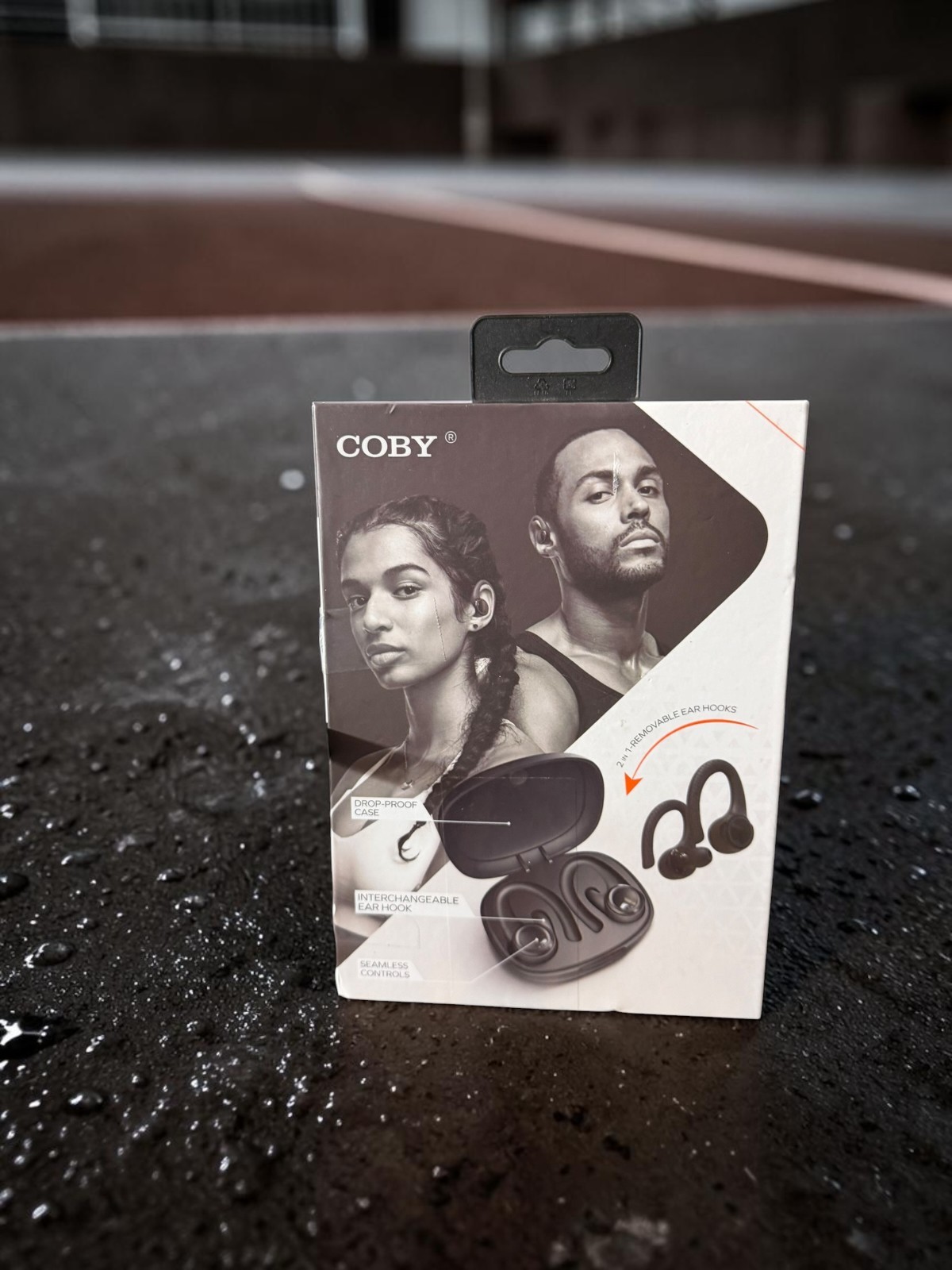 Coby True Wireless Sports Earbuds Black Bluetooth open box never used
