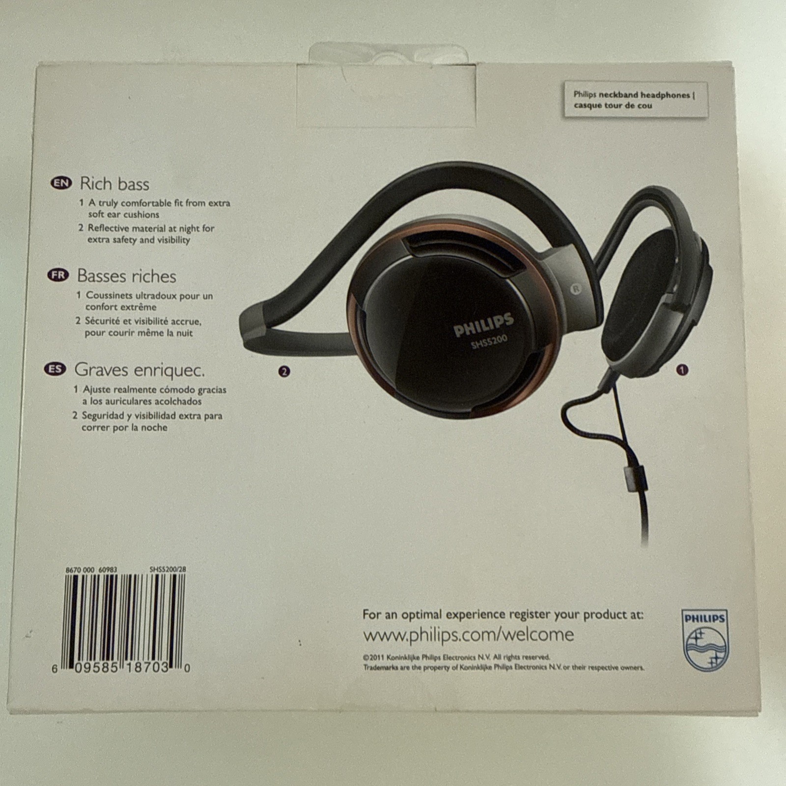 Philips SHS5200 Rich Bass Neckband Headphones Wired 3.5mm BRAND NEW SEALED RARE