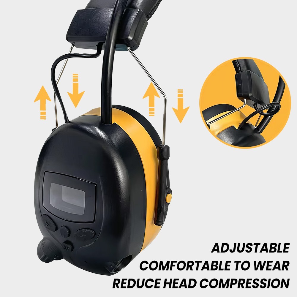 FM Radio Headphones with Digital Display 30dB FM Hearing Protection Earmuffs