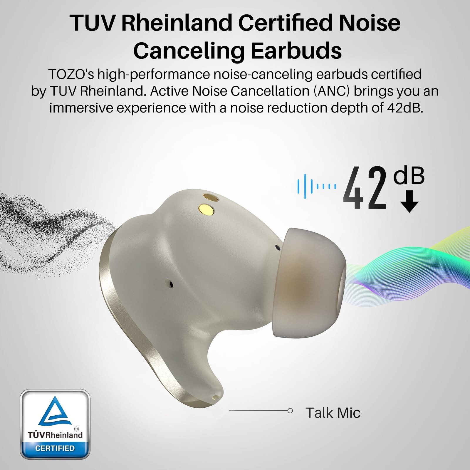 TOZO Golden X1 Bluetooth 5.3 ENC ANC Wireless Earbuds, Champagne (Renew)