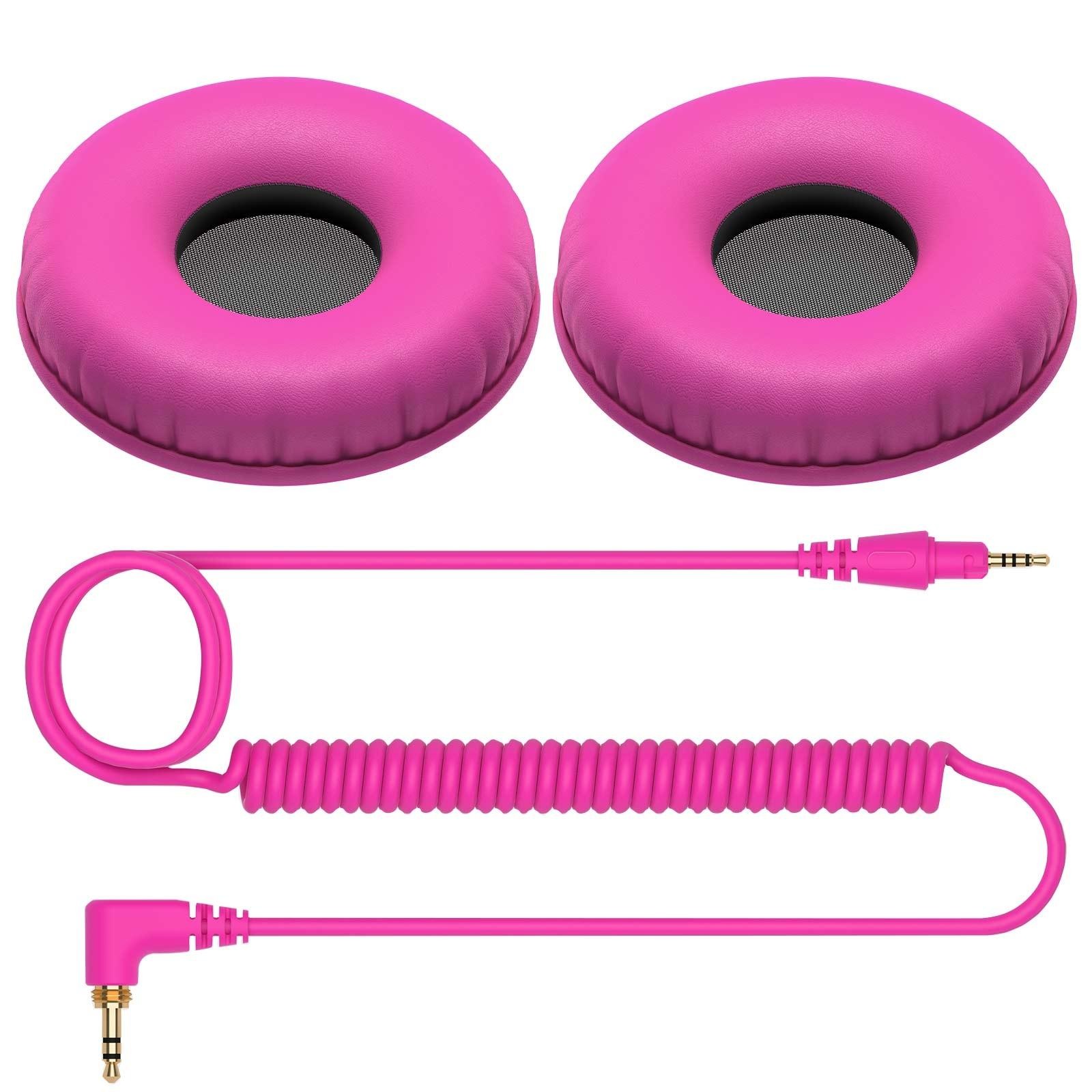 Pioneer DJ HDJ-CUE1BT Black Wireless Bluetooth Headphones, Pink Ear Pads & Case