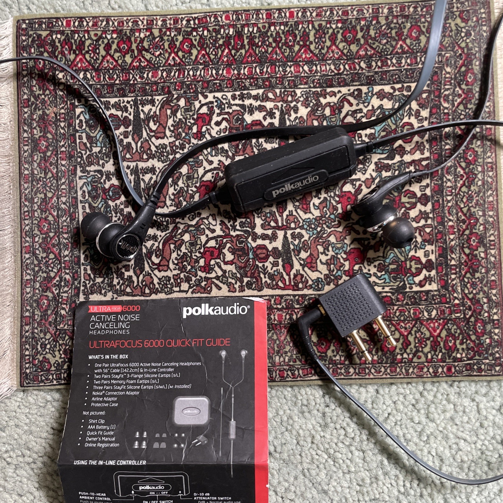 Polk Audio Noise Canceling Headphones Earbuds & Battery Active Ultra Focus 3000