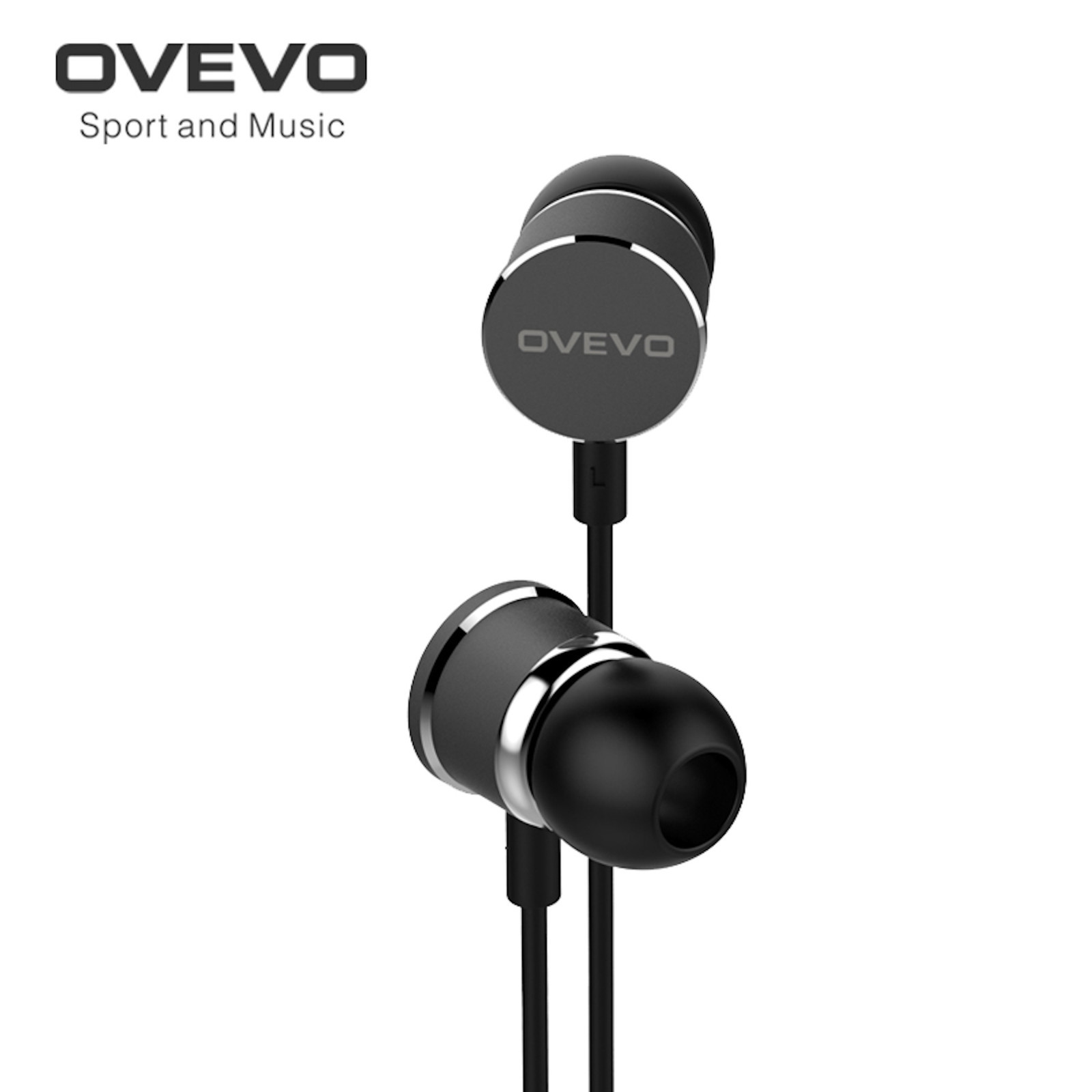 Mega Bass OVEVO S8 Premium In-Ear Earphone Headset Mic Hardcase Black White