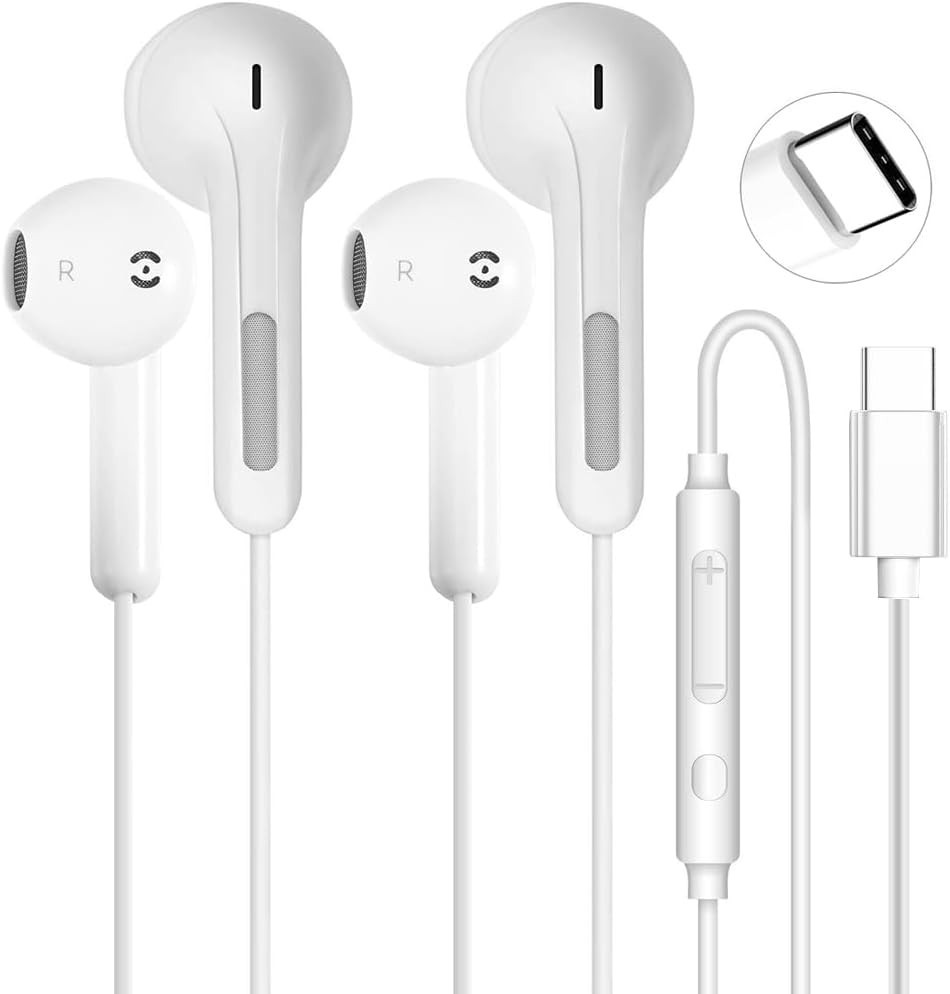 USB C Wired Earbuds with Mic Noise Cancelling Earphones for iPhone 17 16 15
