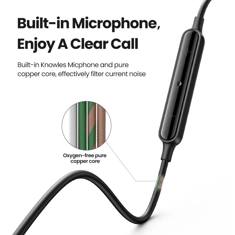 UGREEN Wired Earphone With Microphone In Ear 3.5mm USB Type C Lightning Earphone