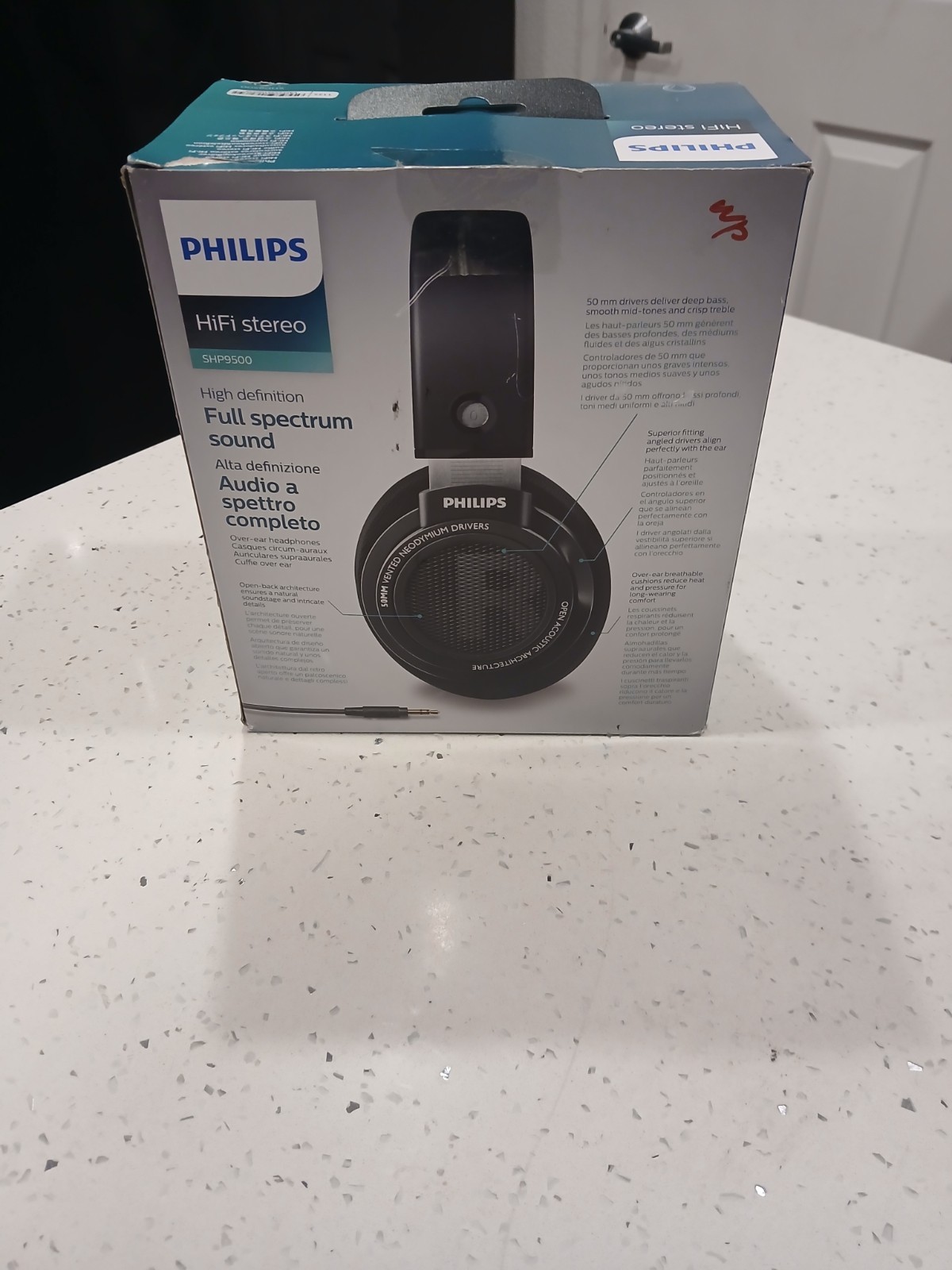 Philips SHP9500 HiFi Stereo Over-Ear Headphones – Black