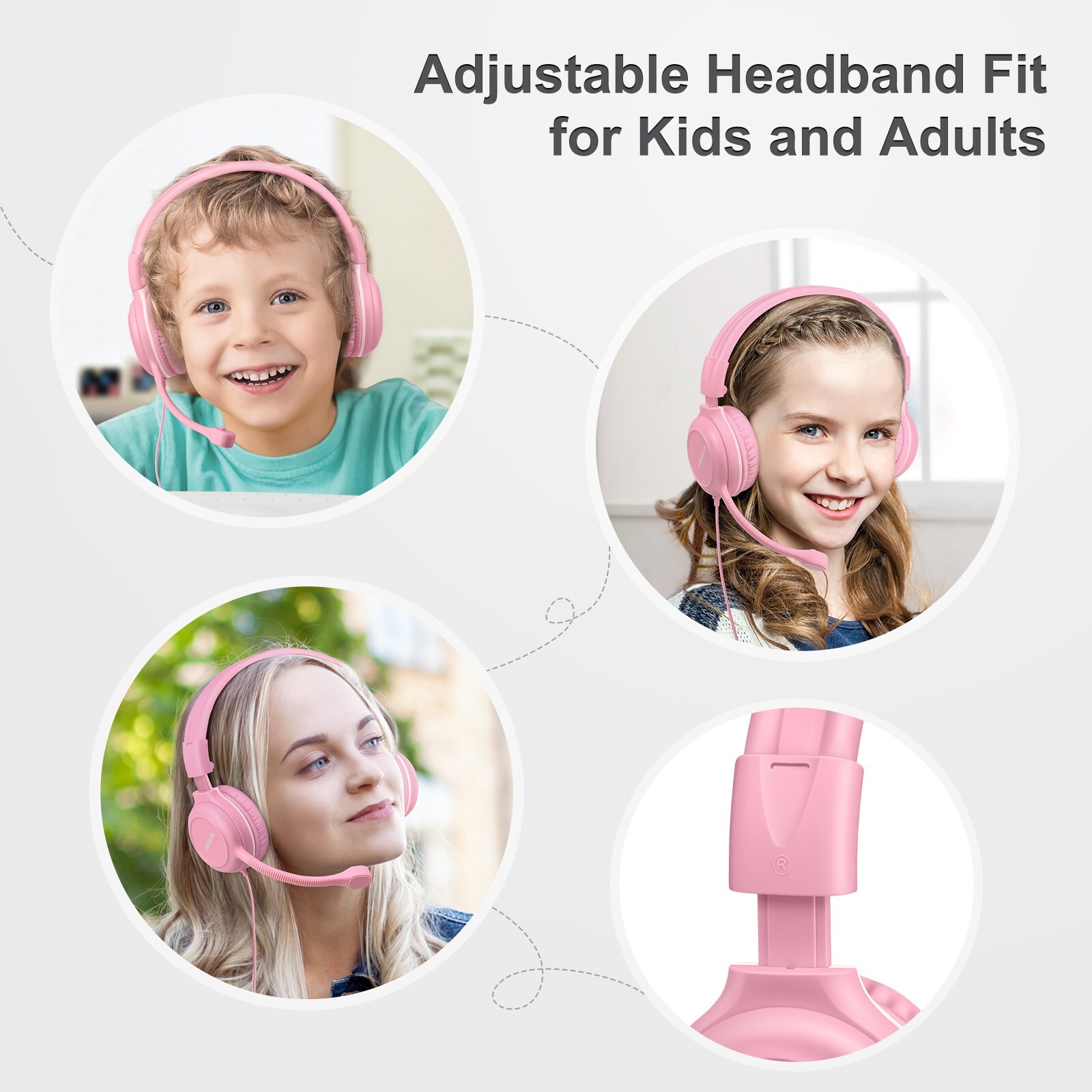 SIMOLIO 4 color Kids Headphones & Boom Microphone for School – iPad, PC, Laptop