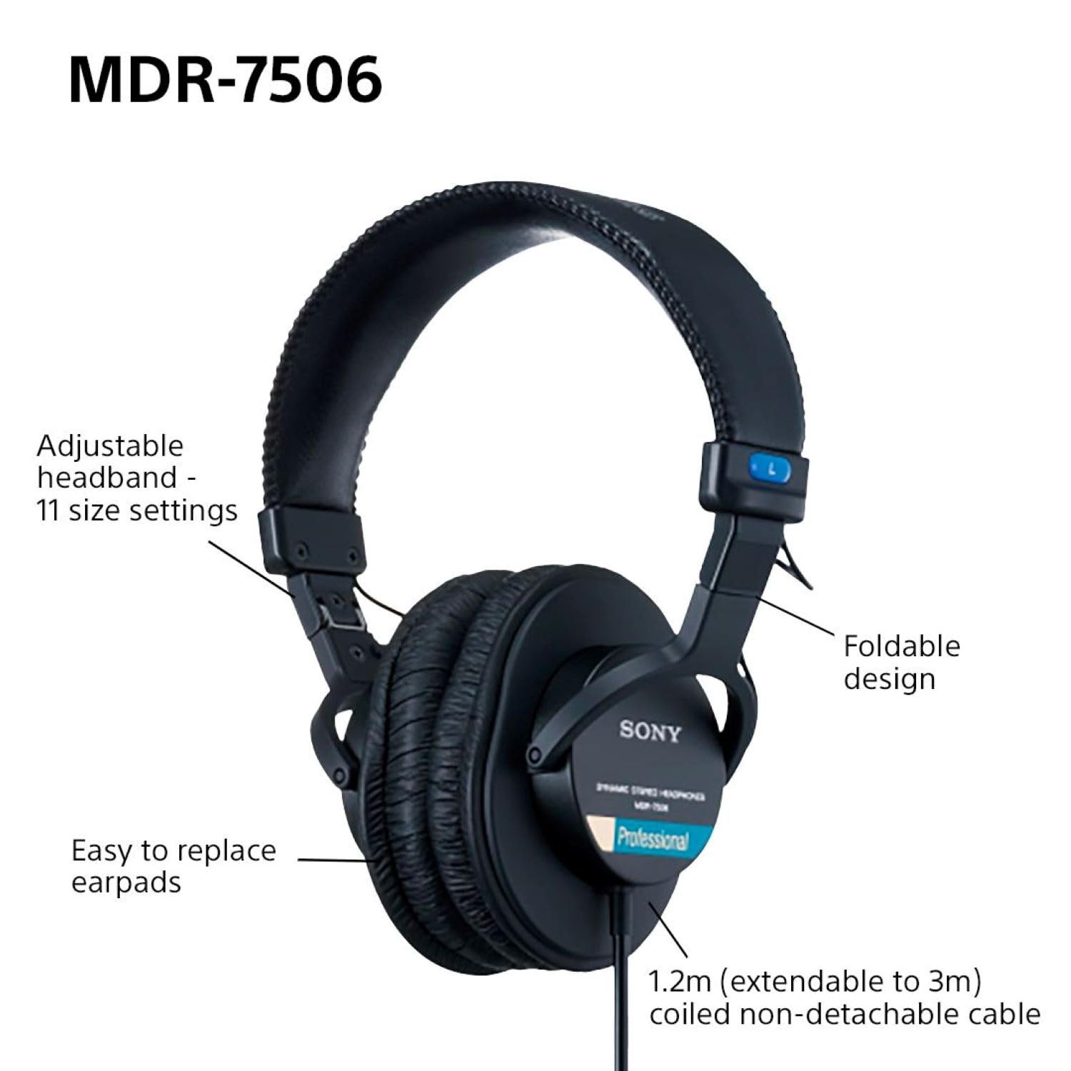 Sony – Professional Studio Headphones – Black – MDR7506