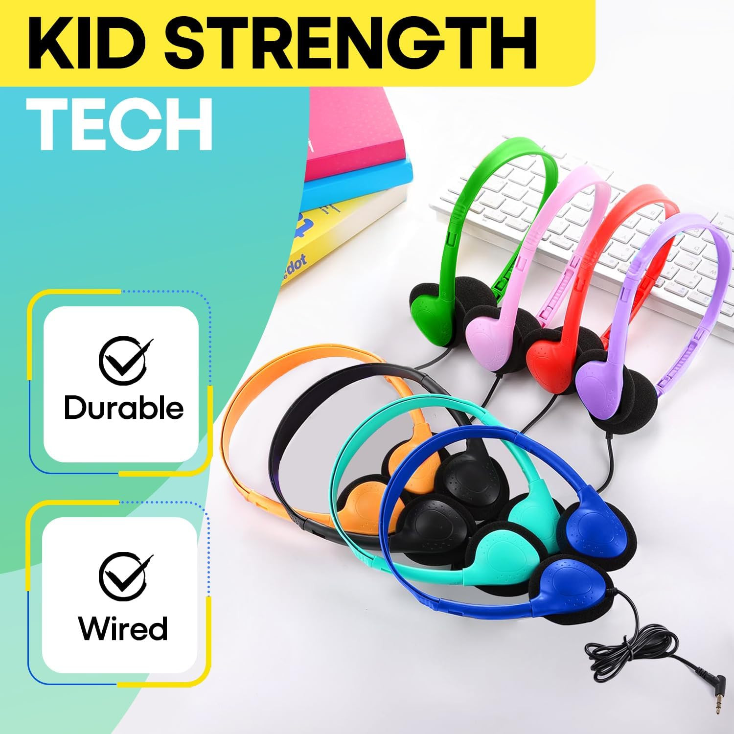 Bulk 100 Pack Headphones for Classroom – Durable Wired Earphones for All Ages