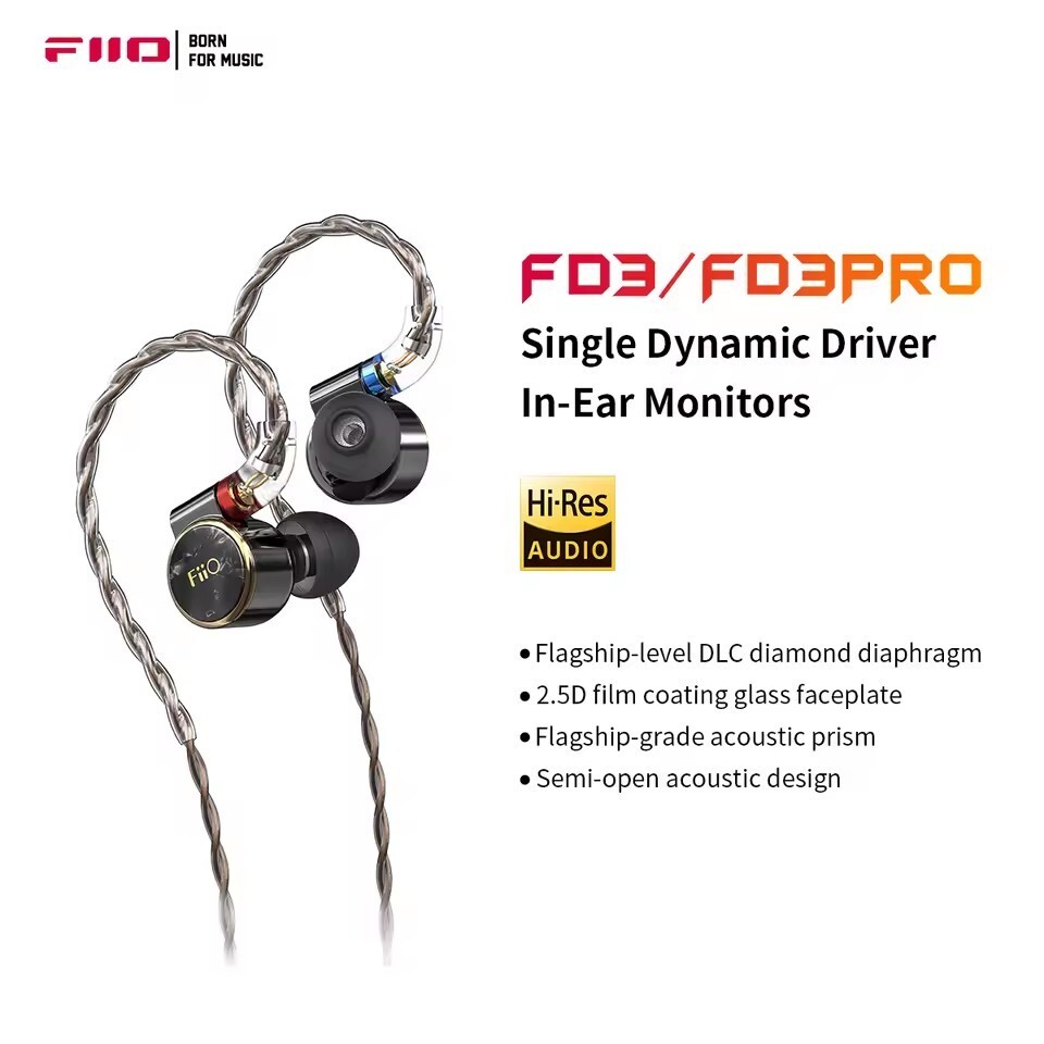 FiiO FD3/FD3 Pro 1DD In-Ear Earphones 12mm DLC wired Hi-Res Detachable MMCX high