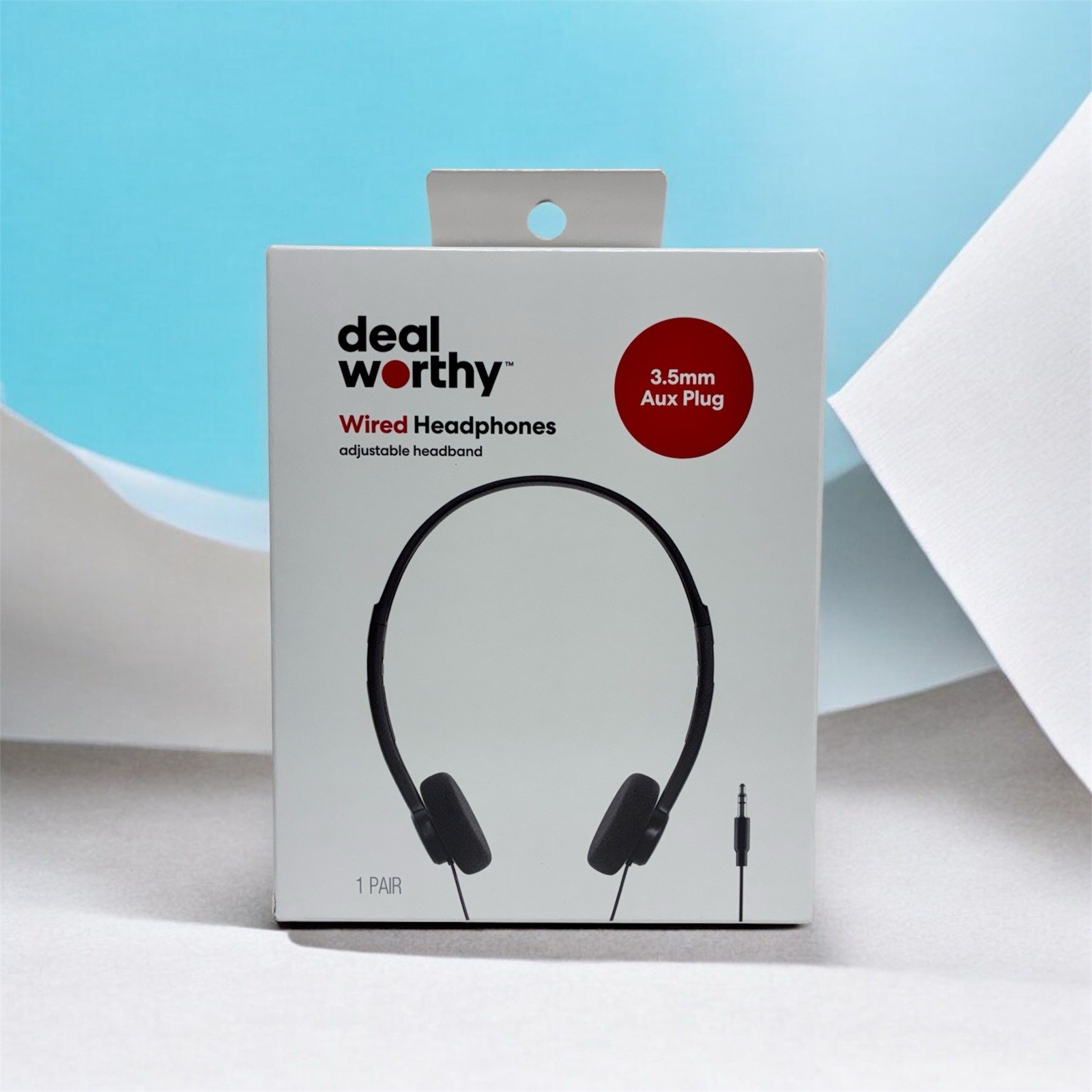 Deal Worthy WIRED Headphones 3.5mm AUX Jack Adjustable Headband, Black | SEALED
