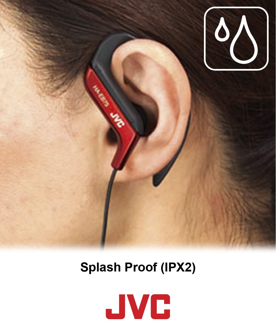JVC Haeb75A Sport Ear Clip Earphones Adjustable Splash Proof (Blue)