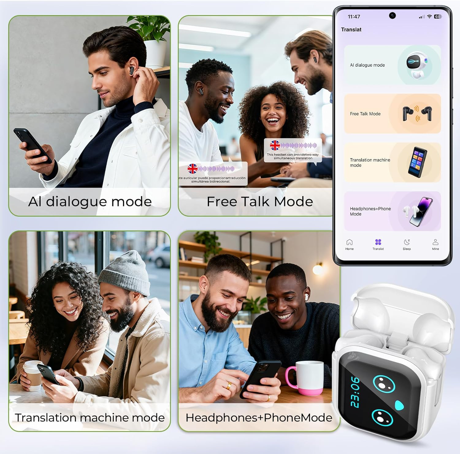 NE20 Translation Earbuds Real Time – 2025 New AI 135 Language Translator Earbuds