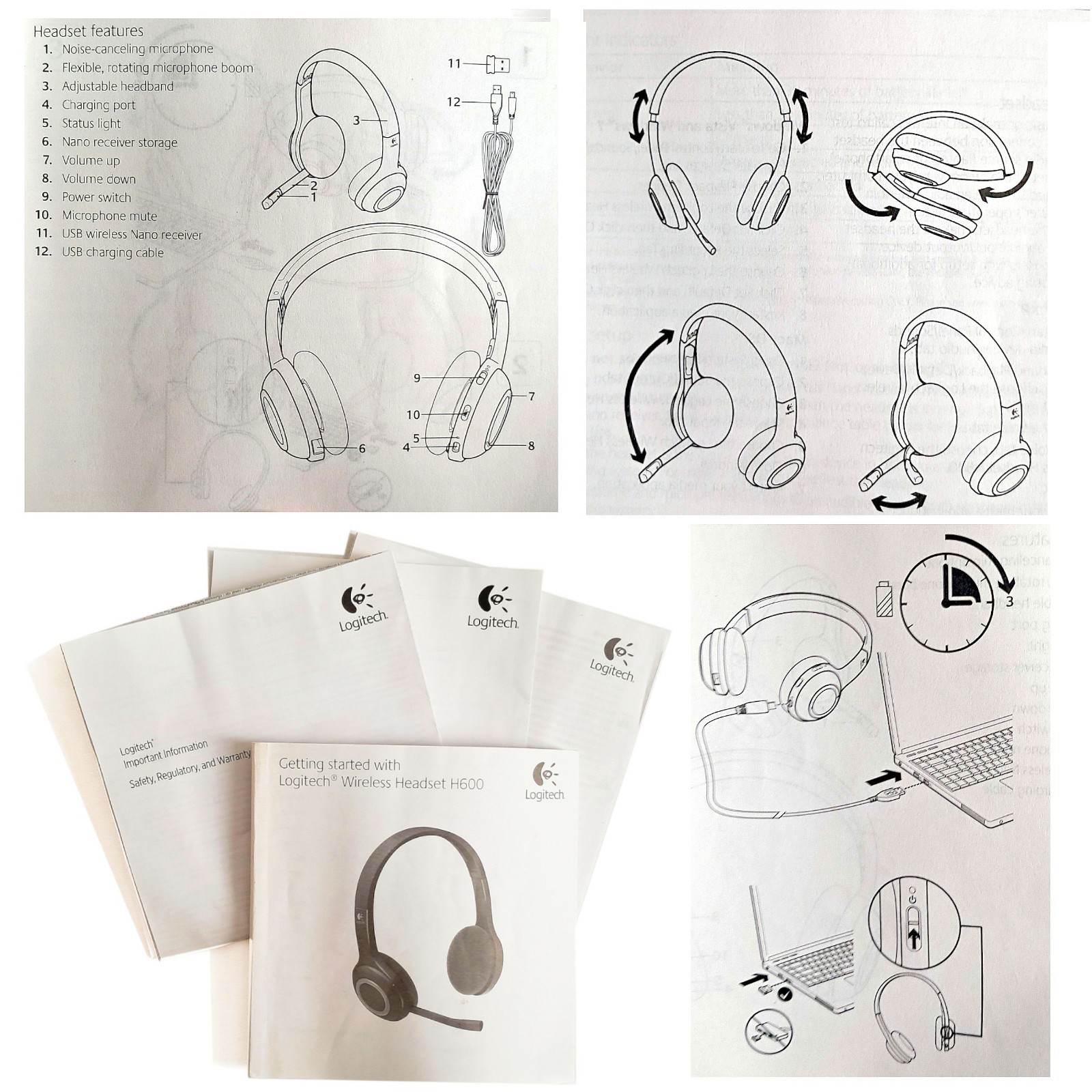 Logitech H600 Wireless Headset Headphones, with Original Box.