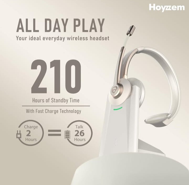 New/ Open Box (Champagne Gold) Bluetooth Headset, Wireless Headphones with Mic.