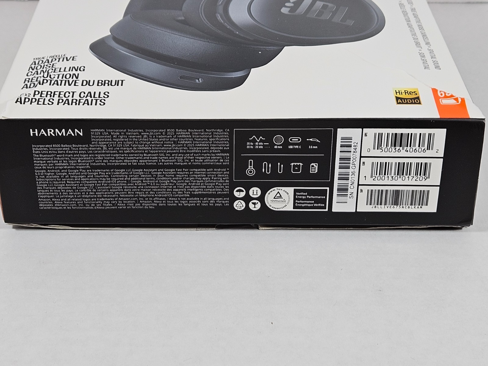 JBL Live 675NC Headpohones Open box tested working