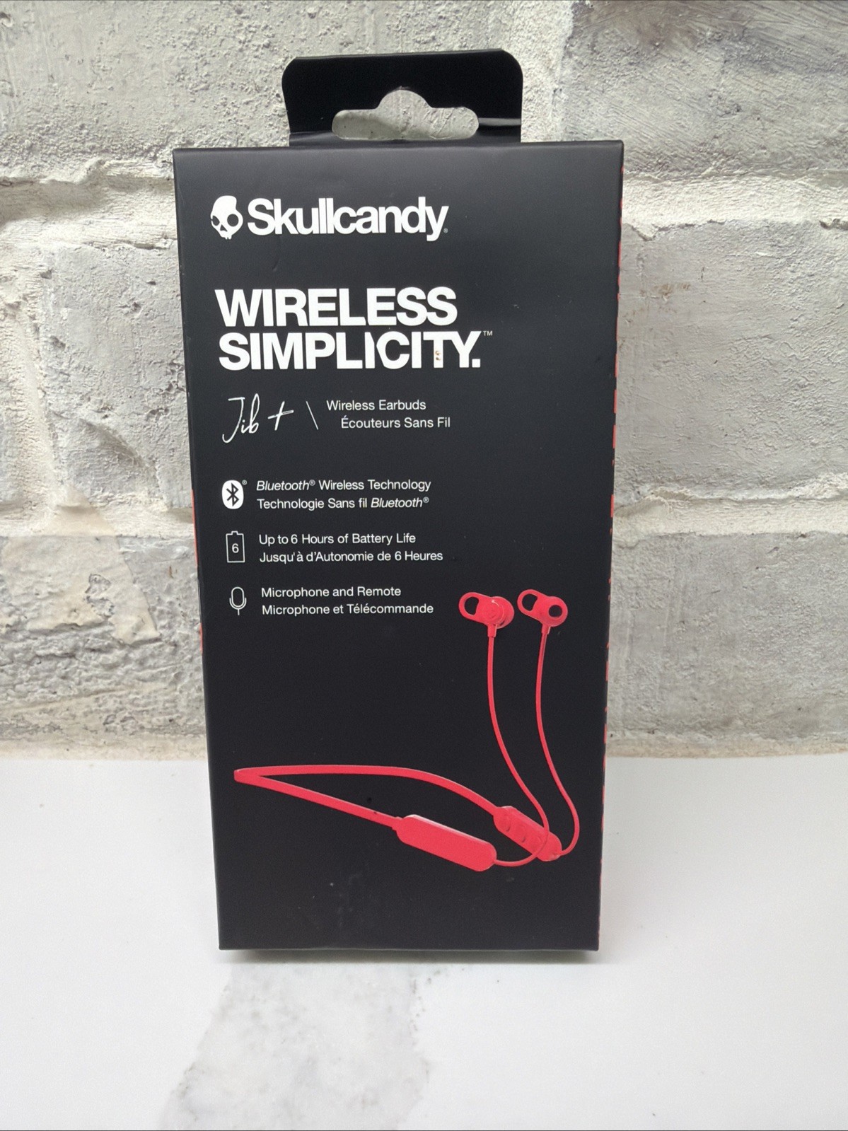 Skullcandy Jib + red Wireless In-Ear Headphones with inline mic & remote. New.