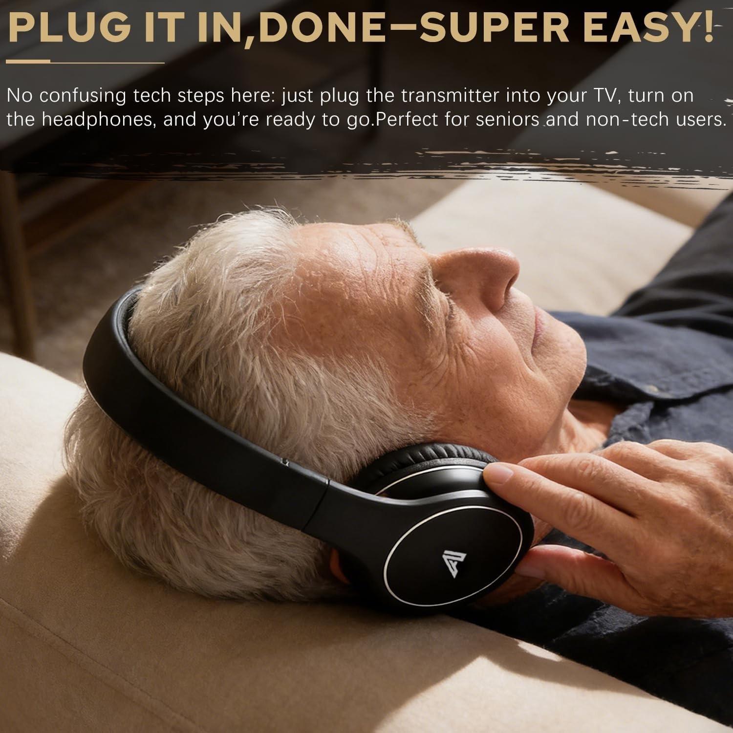 Wireless TV Headphones Over Ear Folding RF 2.4GHz Sound Isolation Noise Cance…