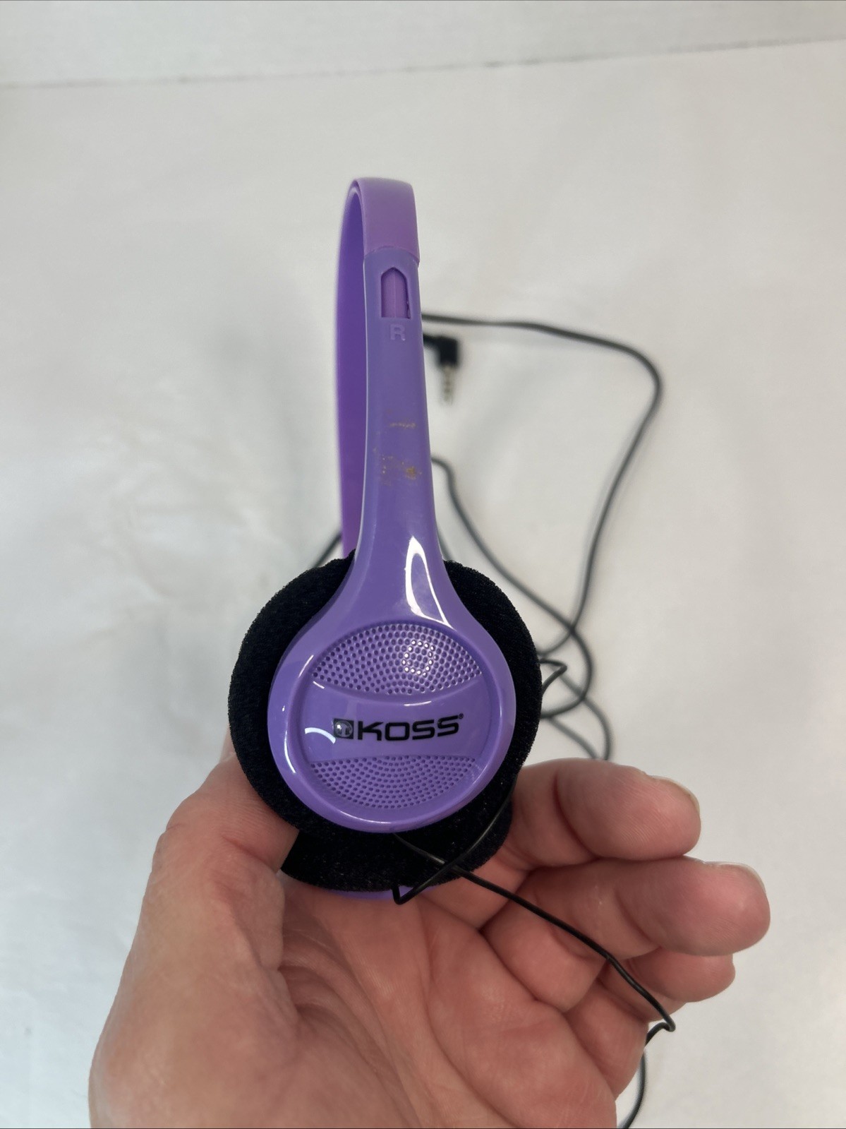 Koss Portable On-Ear Headphones with Adjustable Violet Headband Works