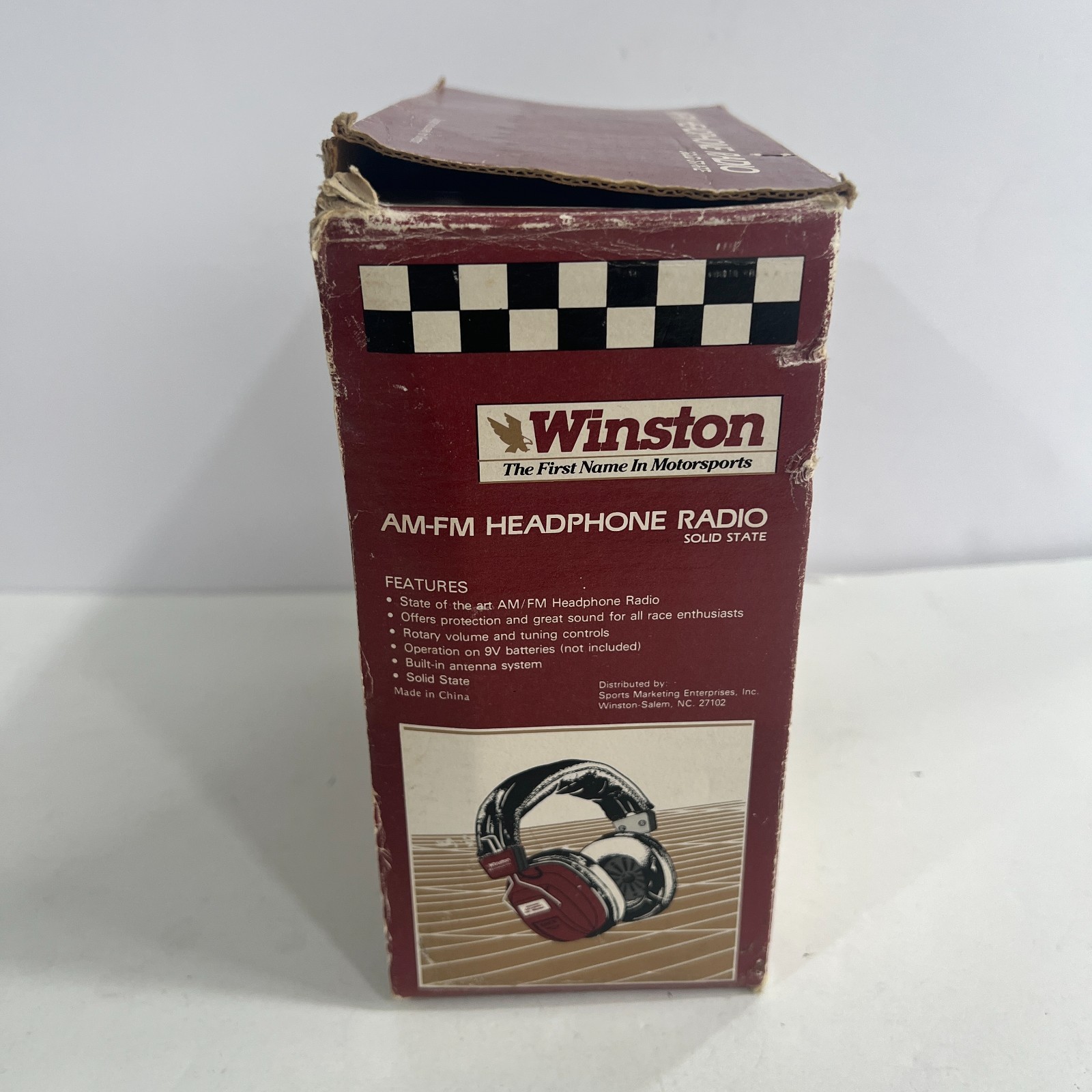 VINTAGE WINSTON MOTORSPORTS AM-FM OVER THE EAR HEADPHONES 60’S 70’s NOS NEW