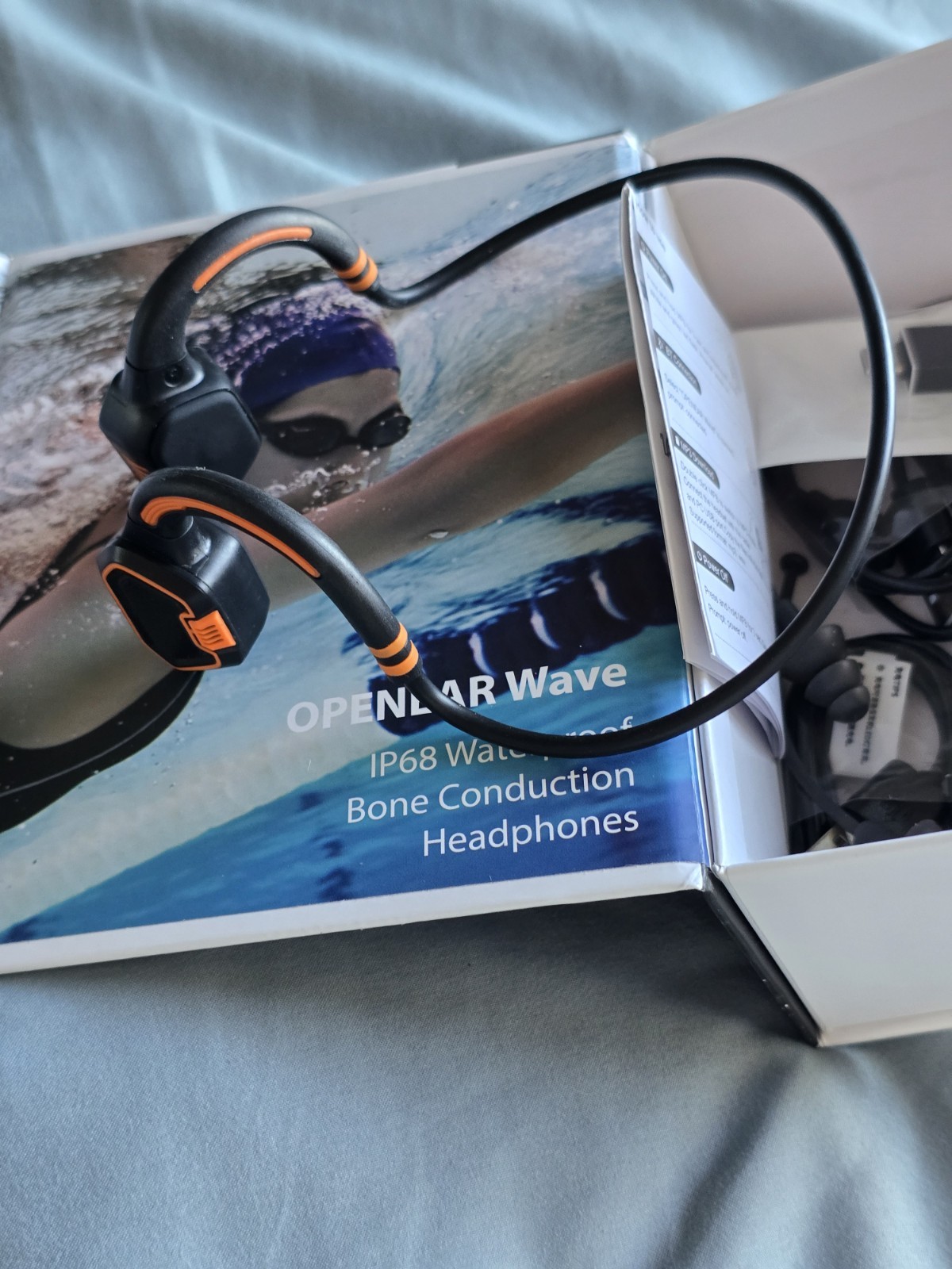 Openear WAVE IP68 Waterproof Bone Conduction Bluetooth Headphones Black Orange