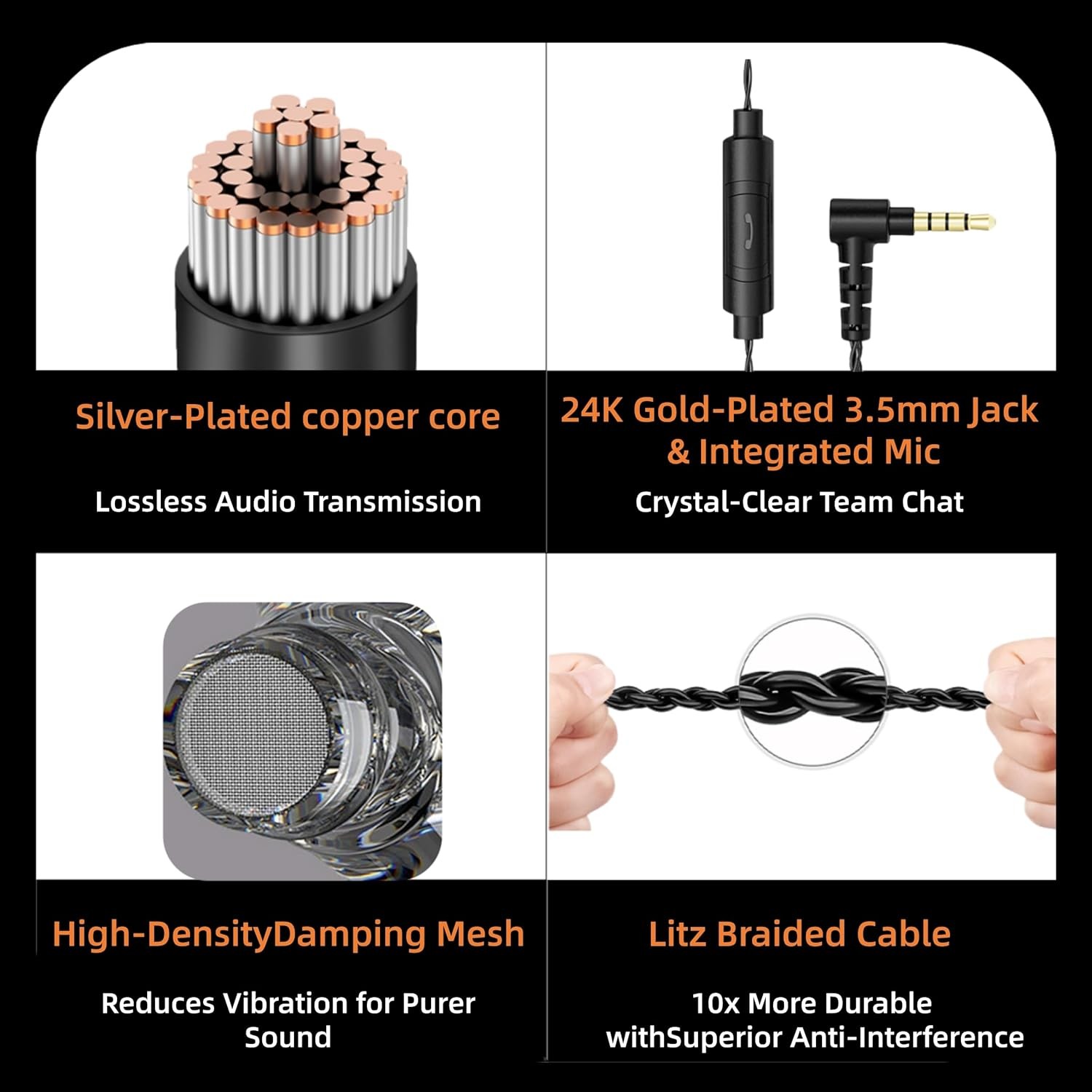 Gaming Earbuds with MIC, in Ear Headphones Music Video Calling (Transparent)